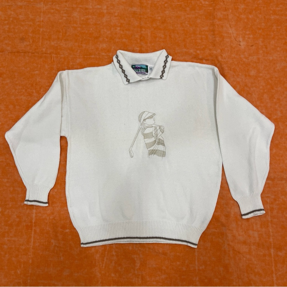 Vintage Tall Timber Of Colorado Sweater Women  Medium Beige‎ Pullover Golf